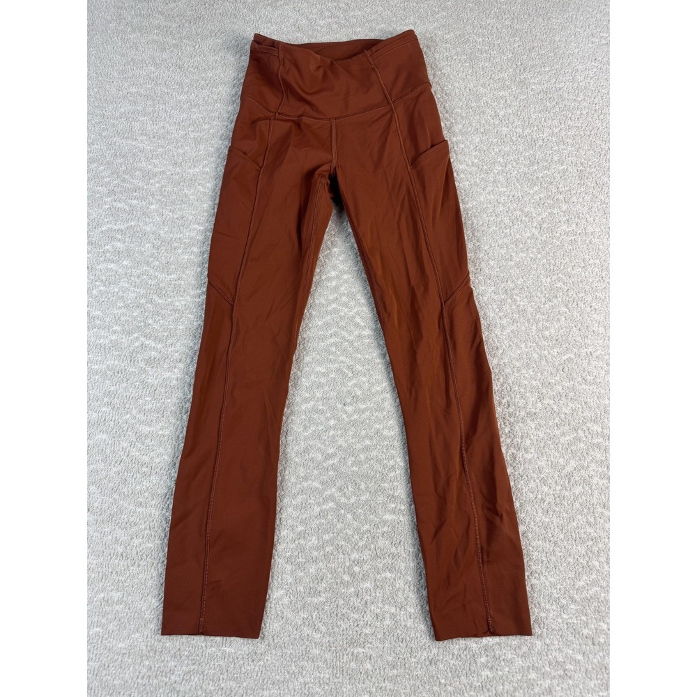 Lululemon Fast Free Pants‎ Womens 2 Orange High Rise Leggings Yoga LW6BCXS